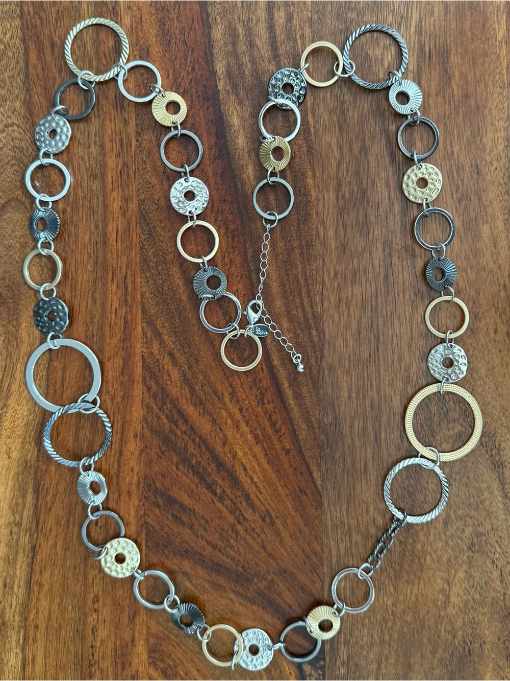 Lia Sophia Retired "Improv" Mixed Metal Long Station Necklace